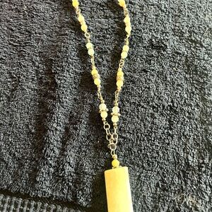 Beaded Necklace with Cylindrical Pendant